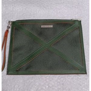 KLM Airlines Jantaminiau Amenities Soft Business Class Zippered Pouch Green USED